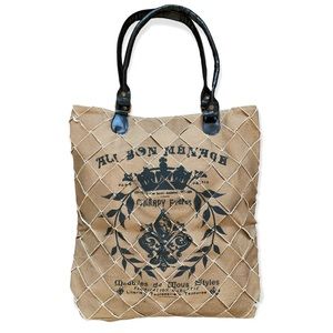 French Themed Canvas Tote Bag by Bougainvillea - NEW